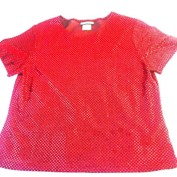 Notations RED Sequins Ladies Medium Top - Picture 3 of 3